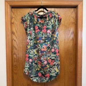 MOTHER Denim Floral Cotton Button Down Blouse - Size Small